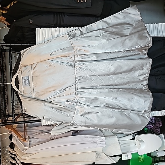 PRADA Black Diamond Quilted Trench Coat with triangle logo AUTHENTIC - Picture 15 of 17